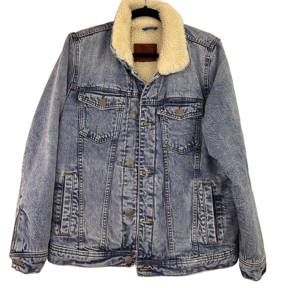 Abercrombie & Fitch Men's Vintage Sherpa Denim Jean Jacket Size Small